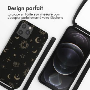 iMoshion Coque design en silicone avec cordon iPhone 12 (Pro) - Sky Black