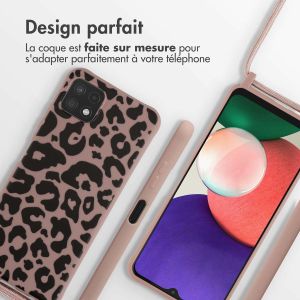 iMoshion Coque design en silicone avec cordon Samsung Galaxy A22 (5G) - Animal Pink