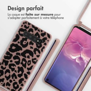 iMoshion Coque design en silicone avec cordon Samsung Galaxy S10 - Animal Pink