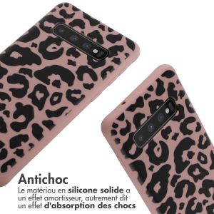 iMoshion Coque design en silicone avec cordon Samsung Galaxy S10 - Animal Pink