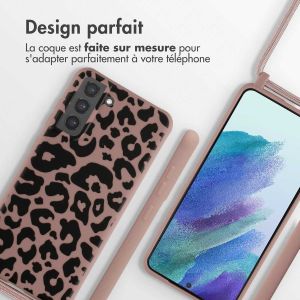 iMoshion Coque design en silicone avec cordon Samsung Galaxy S21 FE - Animal Pink
