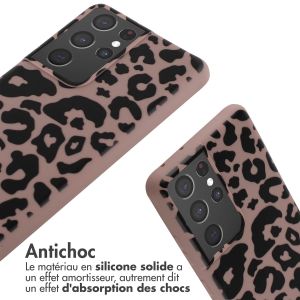 iMoshion Coque design en silicone avec cordon Samsung Galaxy S21 Ultra - Animal Pink