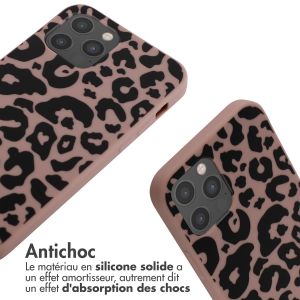 iMoshion Coque design en silicone avec cordon iPhone 12 (Pro) - Animal Pink