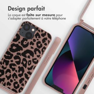 iMoshion Coque design en silicone avec cordon iPhone 13 - Animal Pink