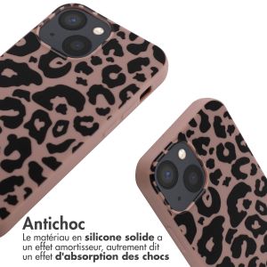 iMoshion Coque design en silicone avec cordon iPhone 13 Mini - Animal Pink