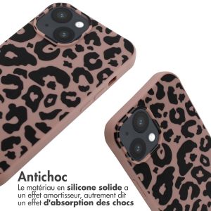 iMoshion Coque design en silicone avec cordon iPhone 14 - Animal Pink