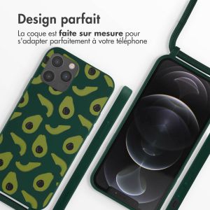 iMoshion Coque design en silicone avec cordon iPhone 12 (Pro) - Avocado Green