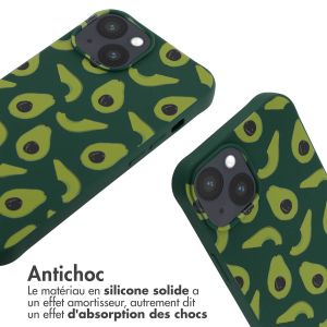iMoshion Coque design en silicone avec cordon iPhone 14 - Avocado Green
