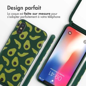 iMoshion Coque design en silicone avec cordon iPhone X / Xs - Avocado Green