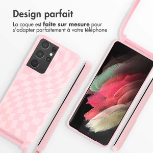 iMoshion Coque design en silicone avec cordon Samsung Galaxy S21 Ultra - Retro Pink