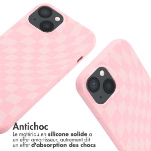 iMoshion Coque design en silicone avec cordon iPhone 13 - Retro Pink