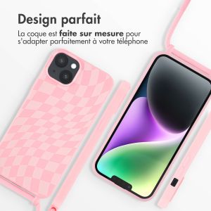 iMoshion Coque design en silicone avec cordon iPhone 14 Plus - Retro Pink