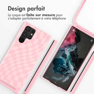 iMoshion Coque design en silicone avec cordon Samsung Galaxy S22 Ultra - Retro Pink