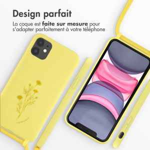 iMoshion Coque design en silicone avec cordon iPhone 11 - Flower Yellow