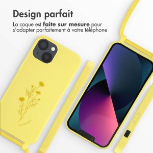 iMoshion Coque design en silicone avec cordon iPhone 13 - Flower Yellow