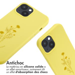 iMoshion Coque design en silicone avec cordon iPhone 14 - Flower Yellow