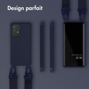 Selencia Coque silicone avec cordon amovible Samsung Galaxy A53 - Bleu foncé