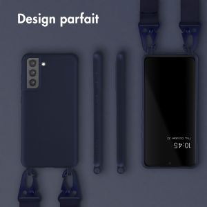 Selencia Coque silicone avec cordon amovible Samsung Galaxy S21 FE - Bleu foncé