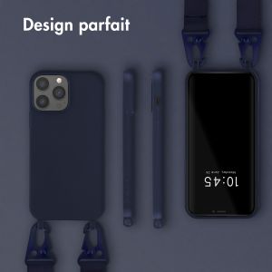 Selencia Coque silicone avec cordon amovible iPhone 13 Pro Max - Bleu foncé