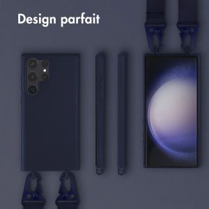 Selencia Coque silicone avec cordon amovible Samsung Galaxy S23 Ultra - Bleu foncé