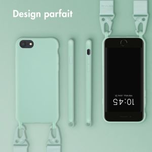 Selencia Coque silicone avec cordon amovible iPhone SE (2022 / 2020) / 8 / 7 - Turquoise
