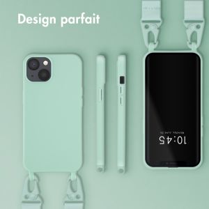 Selencia Coque silicone avec cordon amovible iPhone 13 - Turquoise