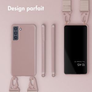 Selencia Coque silicone avec cordon amovible Samsung Galaxy S21 FE - Sand Pink