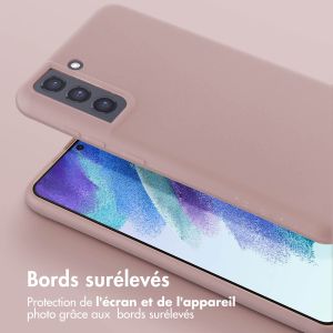 Selencia Coque silicone avec cordon amovible Samsung Galaxy S21 FE - Sand Pink