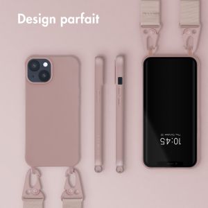 Selencia Coque silicone avec cordon amovible iPhone 14 - Sand Pink