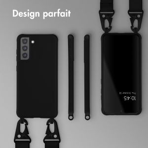Selencia Coque silicone avec cordon amovible Samsung Galaxy S21 FE - Noir