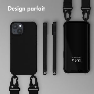 Selencia Coque silicone avec cordon amovible iPhone 14 - Noir