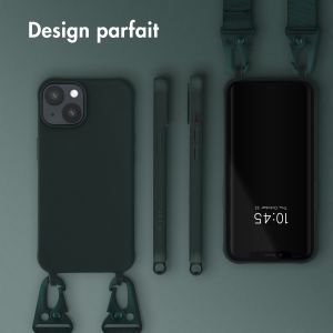Selencia Coque silicone avec cordon amovible iPhone 14 - Vert foncé