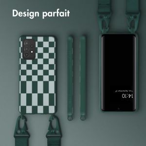 Selencia ﻿Coque design en silicone avec cordon amovible Samsung Galaxy A52(s) (5G/4G) - Irregular Check Green