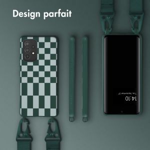 Selencia ﻿Coque design en silicone avec cordon amovible Samsung Galaxy A53 - Irregular Check Green