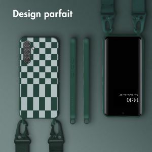 Selencia ﻿Coque design en silicone avec cordon amovible Samsung Galaxy A54 (5G) - Irregular Check Green