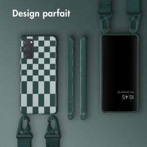 Selencia ﻿Coque design en silicone avec cordon amovible Samsung Galaxy S20 FE - Irregular Check Green