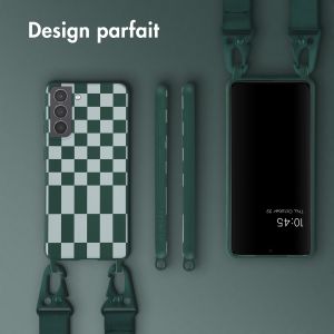 Selencia ﻿Coque design en silicone avec cordon amovible Samsung Galaxy S21 - Irregular Check Green