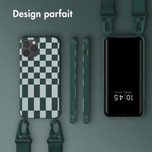 Selencia ﻿Coque design en silicone avec cordon amovible iPhone 11 Pro - Irregular Check Green