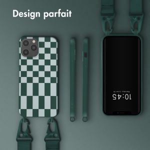 Selencia ﻿Coque design en silicone avec cordon amovible iPhone 12 Pro Max - Irregular Check Green