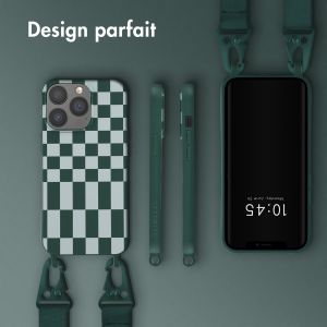Selencia ﻿Coque design en silicone avec cordon amovible iPhone 13 Pro - Irregular Check Green