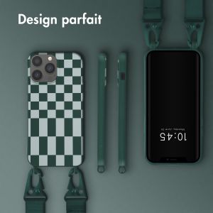 Selencia ﻿Coque design en silicone avec cordon amovible iPhone 13 Pro Max - Irregular Check Green