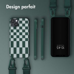 Selencia ﻿Coque design en silicone avec cordon amovible iPhone 14 Plus - Irregular Check Green