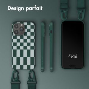 Selencia ﻿Coque design en silicone avec cordon amovible iPhone 14 Pro Max - Irregular Check Green