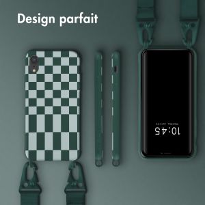 Selencia ﻿Coque design en silicone avec cordon amovible iPhone Xr - Irregular Check Green