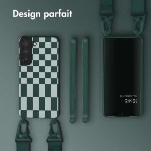 Selencia ﻿Coque design en silicone avec cordon amovible Samsung Galaxy S22 - Irregular Check Green