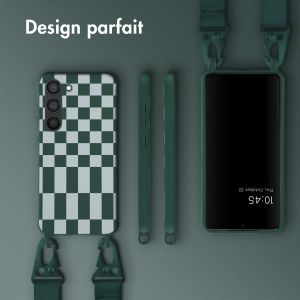 Selencia ﻿Coque design en silicone avec cordon amovible Samsung Galaxy S23 - Irregular Check Green