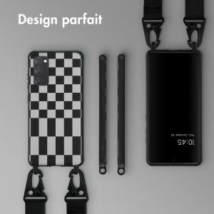 Selencia ﻿Coque design en silicone avec cordon amovible Samsung Galaxy S20 FE - Irregular Check Black