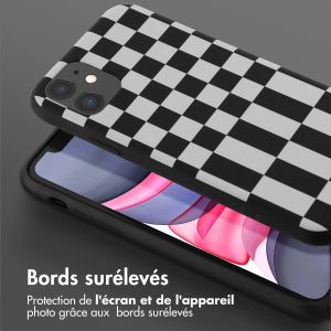 Selencia ﻿Coque design en silicone avec cordon amovible iPhone 11 - Irregular Check Black