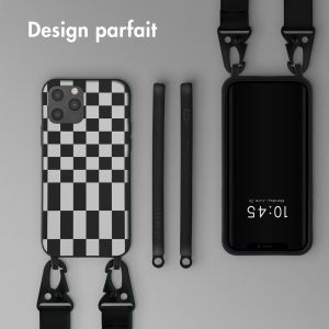 Selencia ﻿Coque design en silicone avec cordon amovible iPhone 12 (Pro) - Irregular Check Black