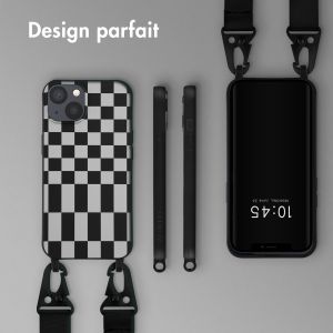 Selencia ﻿Coque design en silicone avec cordon amovible iPhone 13 - Irregular Check Black